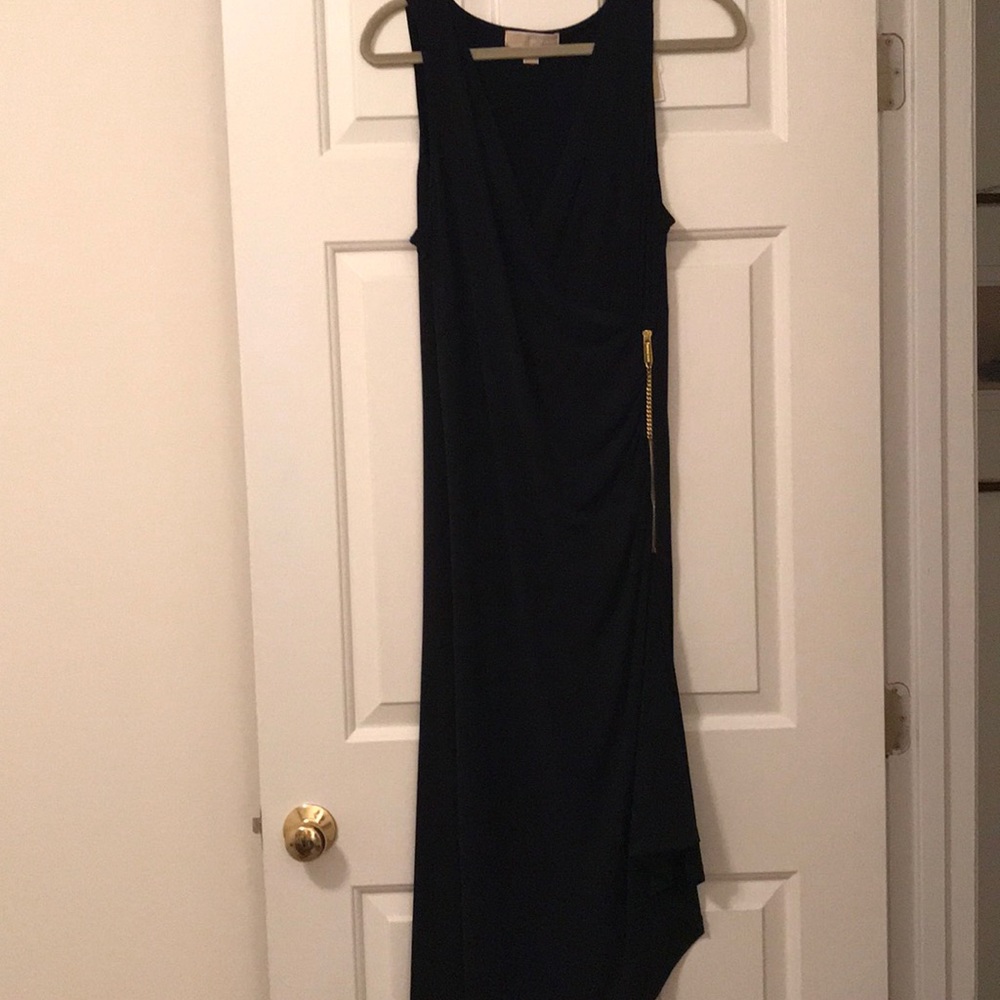 Dark Navy Michael Kora asymmetrical knit dress
